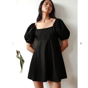 Lulus Forever Trendy Black Puff Sleeve Babydoll Dress - Size S